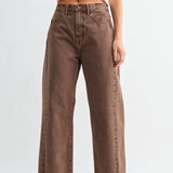 High Rise Twist Seam Barrel Jean - VINTAGE BROWN - BP471N