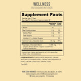 Supplement facts label for Rowe Casa wellness Antioxidant Infusion product with nutritional information on a beige background.