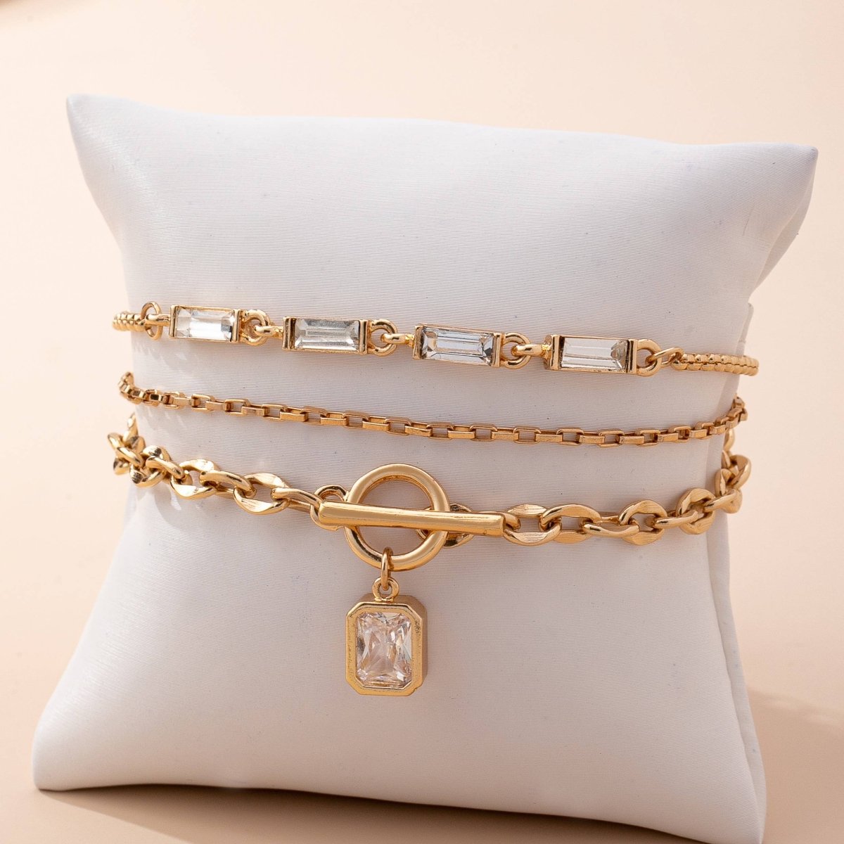 Baguette Crystal Layered Toggle Necklace - Pages & Parcels