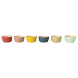 Bamboo bowl with a natural wood finish inside and matte color exterior