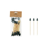 A set of fifty bamboo single-use skewers with tree-shaped handles