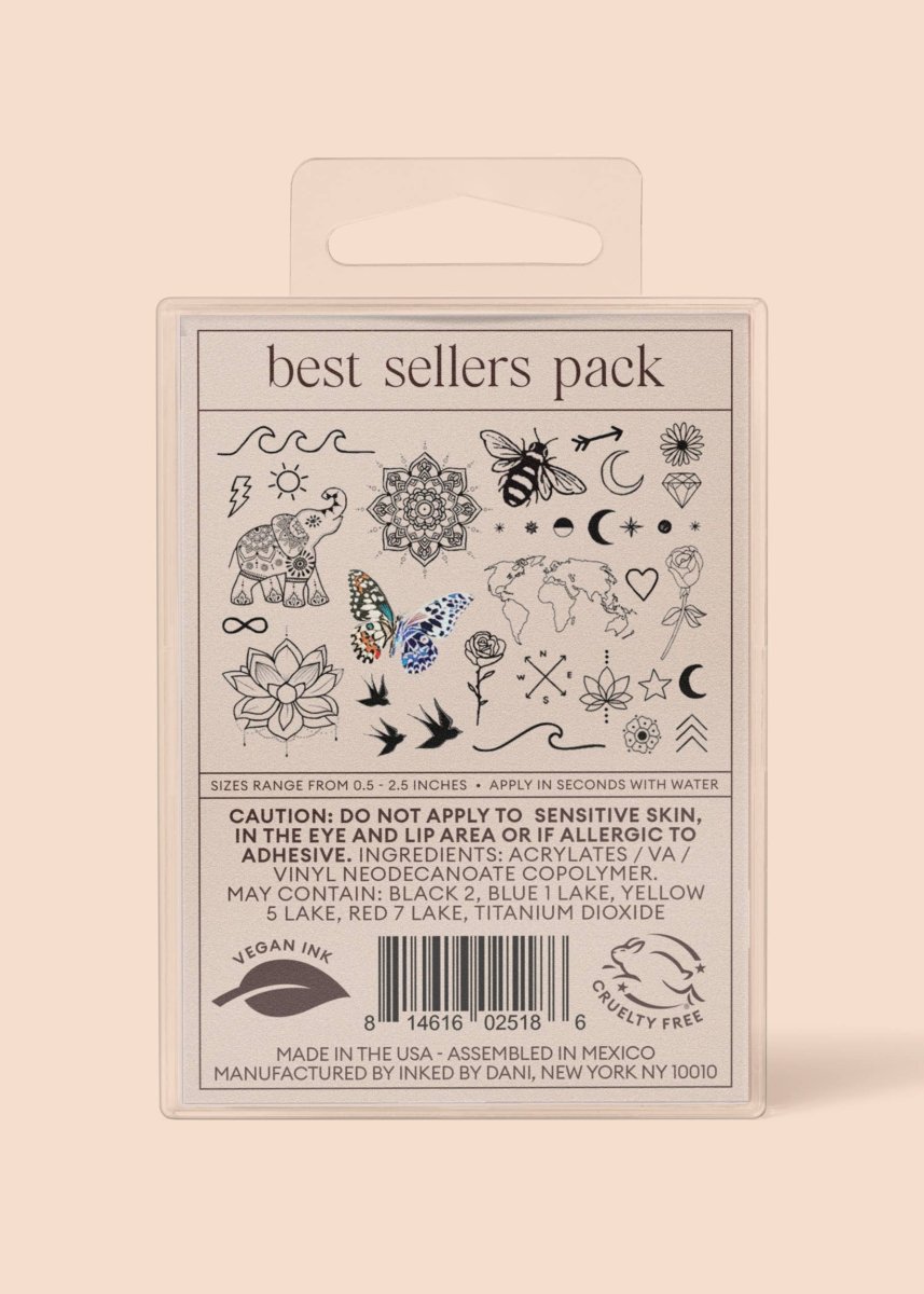 Best Sellers Temporary Tattoo Pack - Pages & Parcels