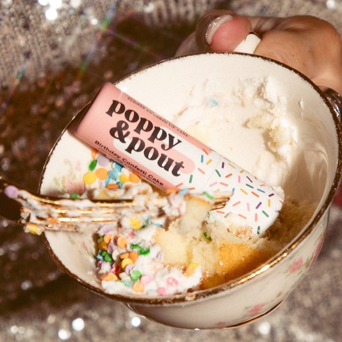 Birthday Confetti Cake Lip Balm | Poppy & Pout - Pages & Parcels