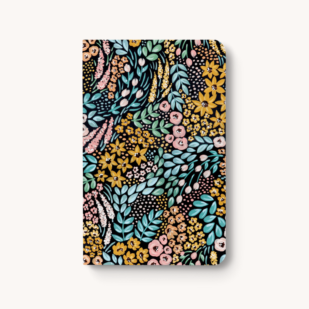 Black Floral Dotted Notebook - Pages & Parcels