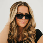 Square-frame sunglasses in a tortoise and black finish