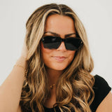 Square-frame sunglasses in a tortoise and black finish