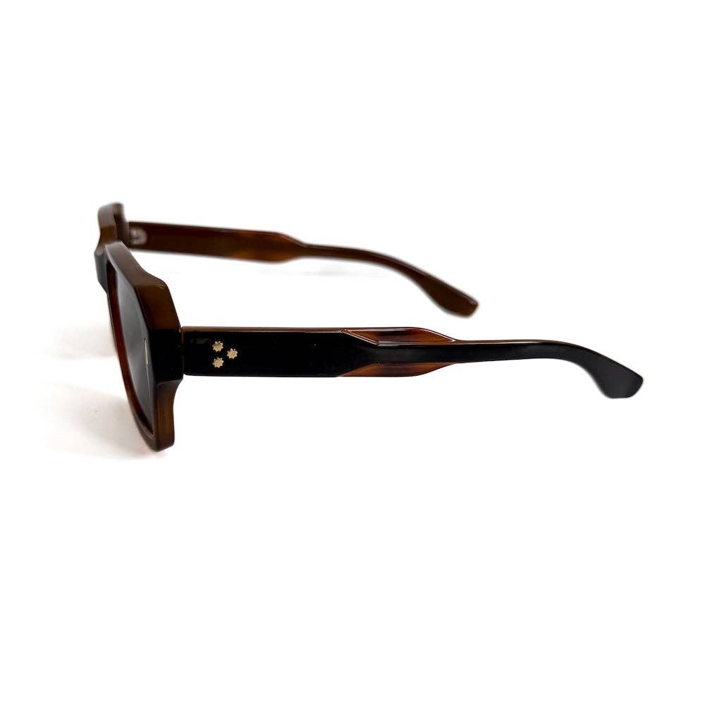 Square-frame sunglasses in a tortoise and black finish