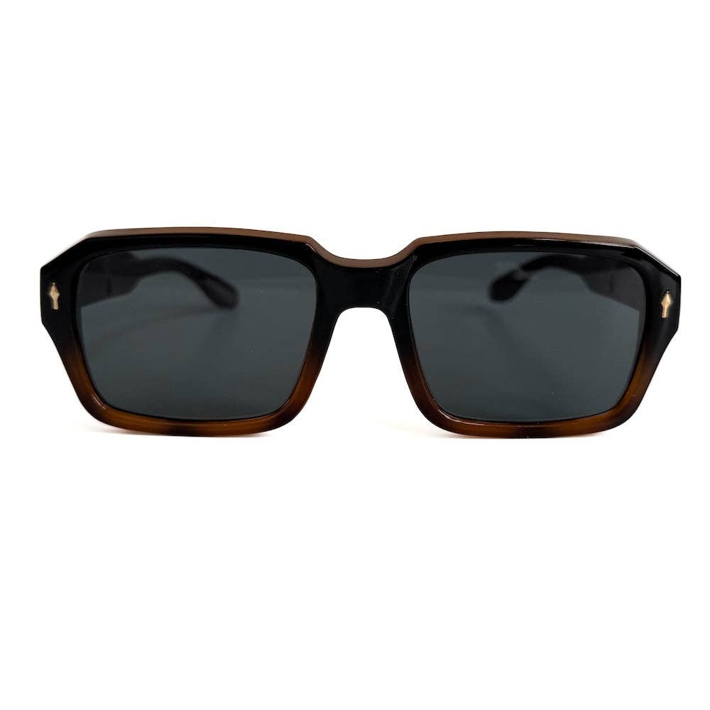 Square-frame sunglasses in a tortoise and black finish