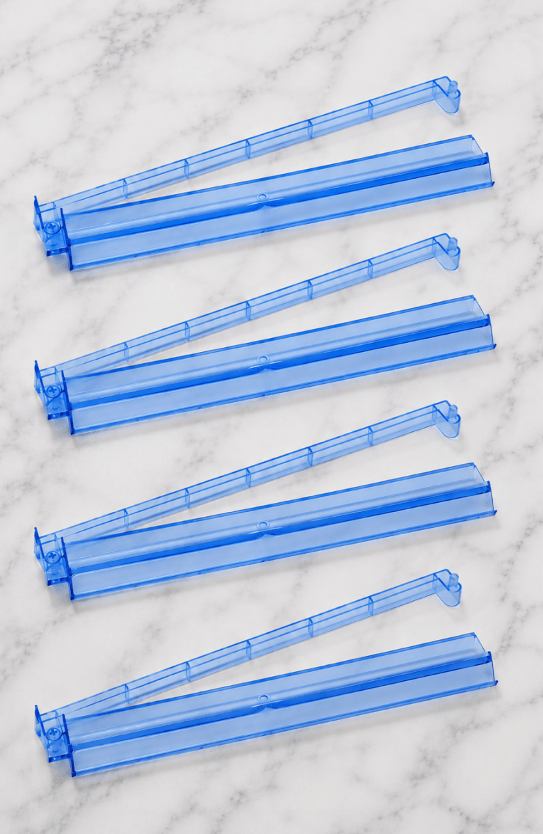 Blue Acrylic Mahjong Tile Racks Racks with Pushers Set of 4, 17.5"W - Pages & Parcels