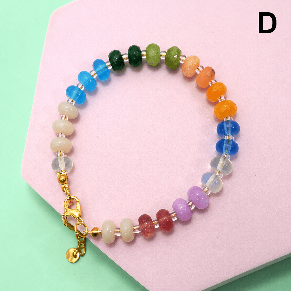 Boho resin beaded bracelet in warm sunset tones