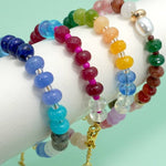 Boho resin beaded bracelet in warm sunset tones
