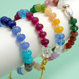 Boho resin beaded bracelet in warm sunset tones