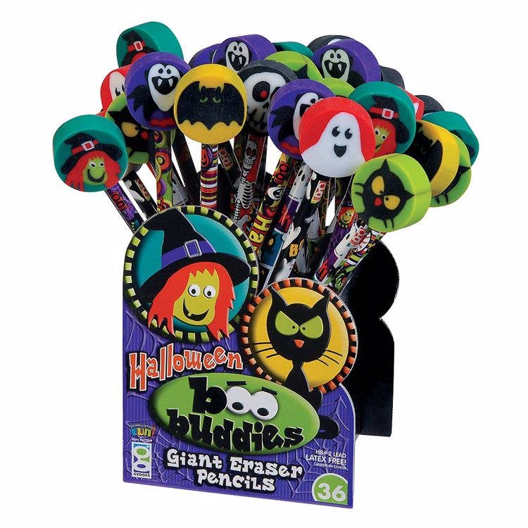 Boo Buddies Pencil With Giant Eraser 36/display - Pages & Parcels