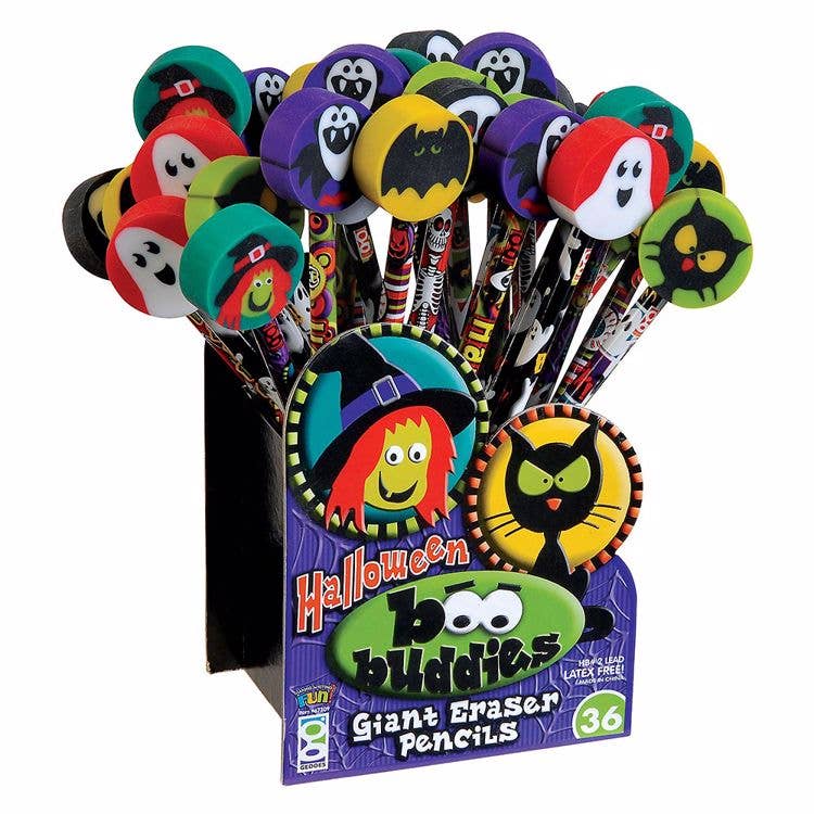 Boo Buddies Pencil With Giant Eraser 36/display - Pages & Parcels