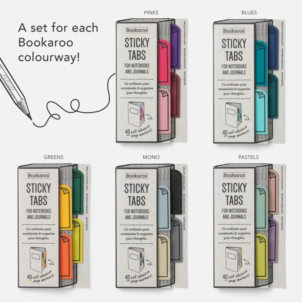 Bookaroo Sticky Tabs: Pinks - Pages & Parcels