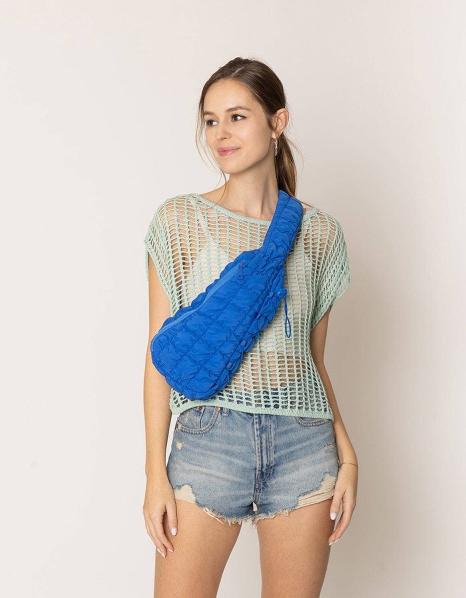 Brielle Quilted Puffer Sling Bag: Blue - Pages & Parcels