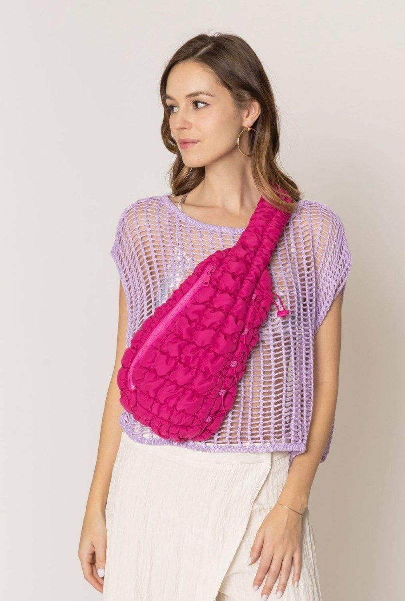 Brielle Quilted Puffer Sling Bag: Fuchsia - Pages & Parcels