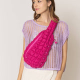 Brielle Quilted Puffer Sling Bag: Fuchsia - Pages & Parcels