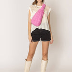 Brielle Quilted Puffer Sling Bag: Pink - Pages & Parcels