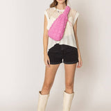 Brielle Quilted Puffer Sling Bag: Pink - Pages & Parcels