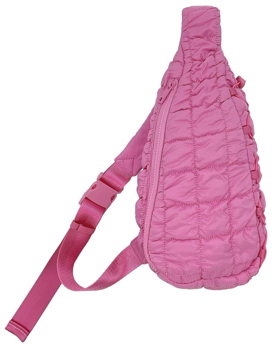 Brielle Quilted Puffer Sling Bag: Pink - Pages & Parcels