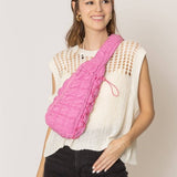 Brielle Quilted Puffer Sling Bag: Pink - Pages & Parcels