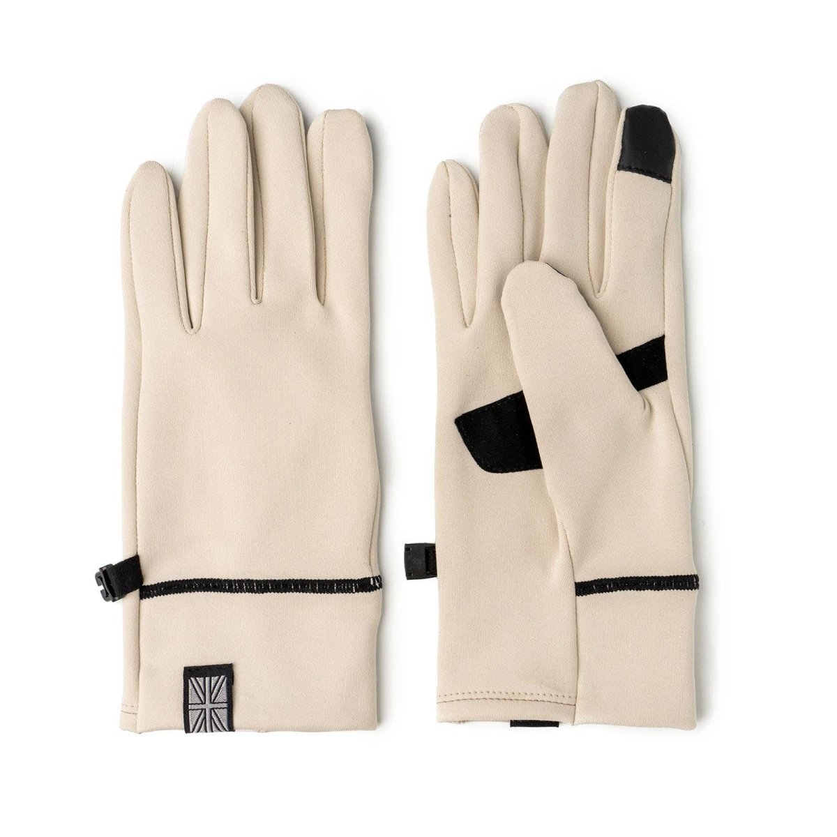 A pair of gray Britt's Knits ThermalTech 2.0 gloves with ribbed cuffs