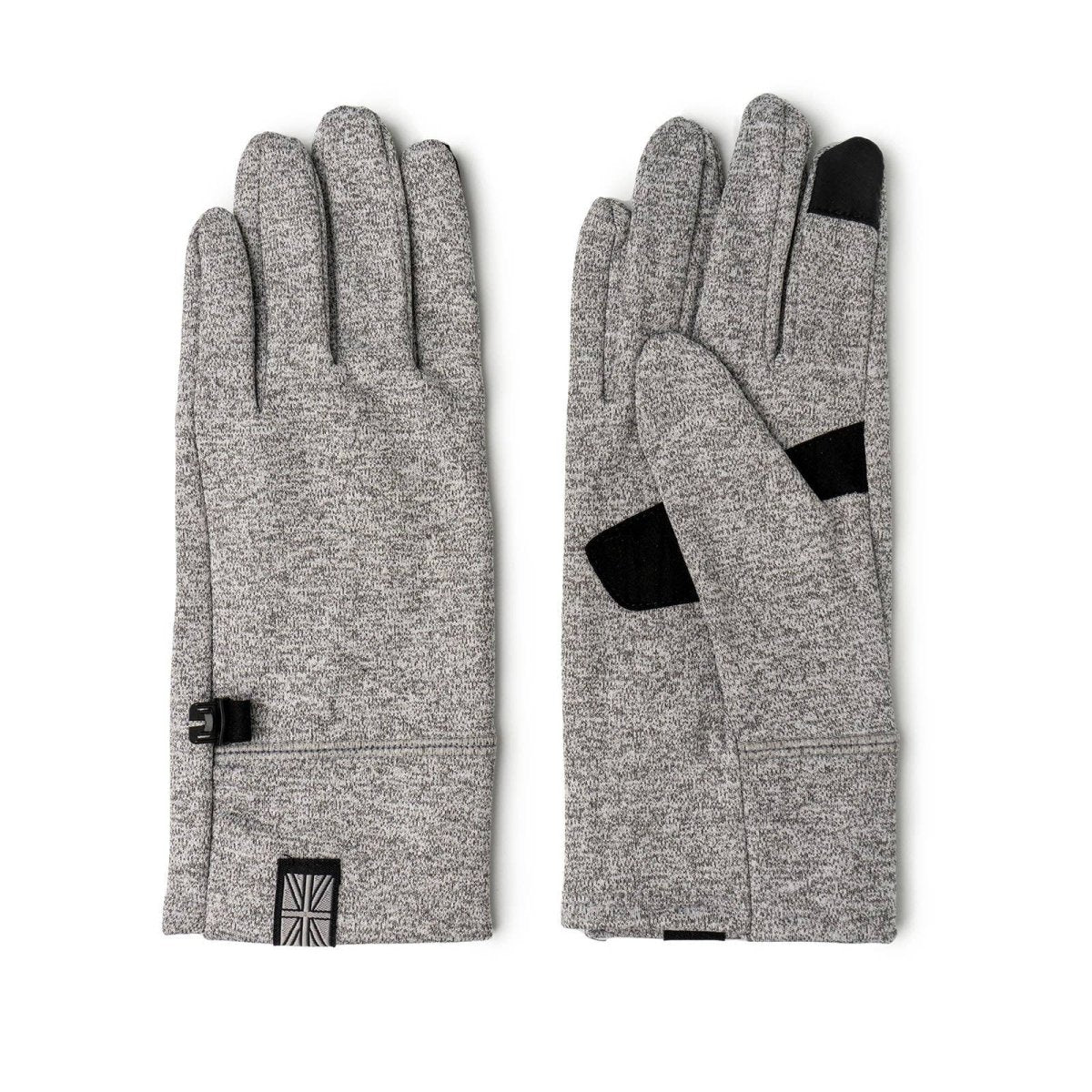 A pair of gray Britt's Knits ThermalTech 2.0 gloves with ribbed cuffs