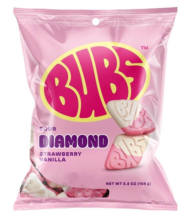 Bubs Sour Diamond Strawberry Vanilla 5.5oz Bag, 8ct - Pages & Parcels