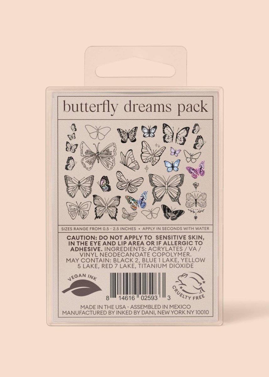 Butterfly Dreams Temporary Tattoo Pack - Pages & Parcels