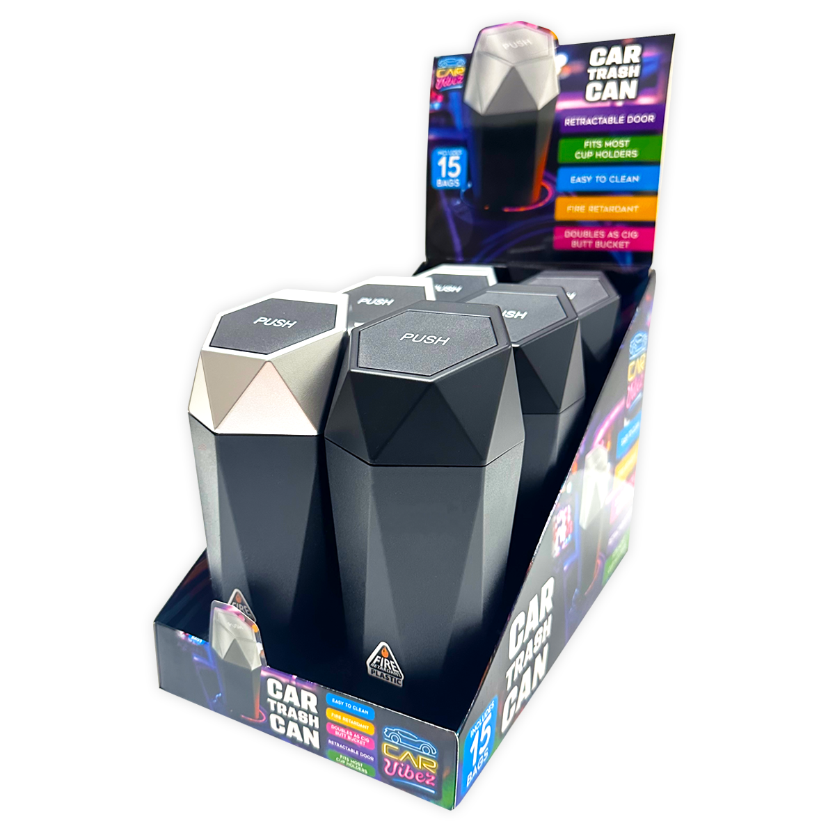 Car Vibez Mini Cup Holder Trash Can Assortment - Pages & Parcels