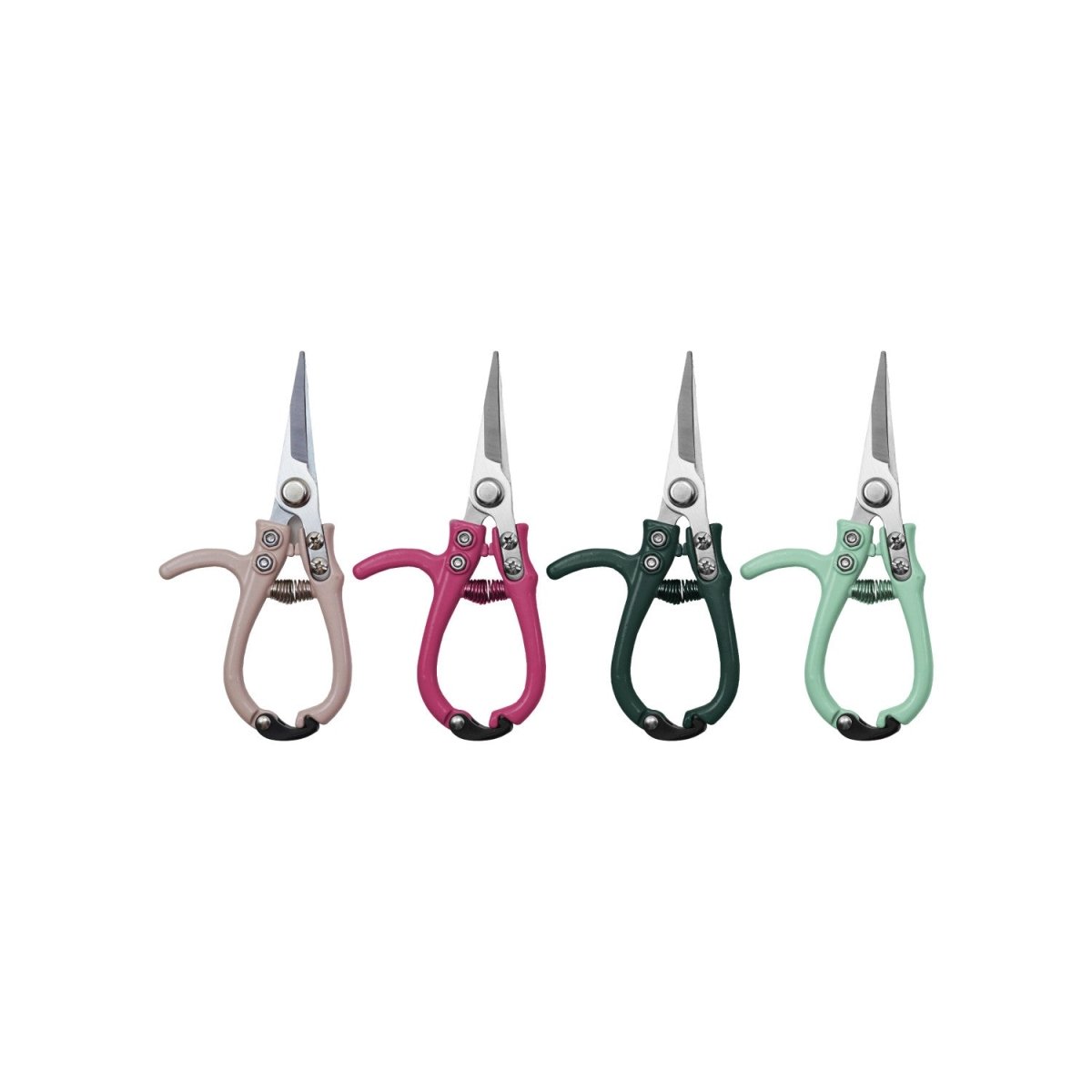 Carbon steel garden pruning shears with an enameled handle