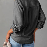 Casual Lapel Long Sleeve Denim Shirt Women N6D064 - Pages & Parcels