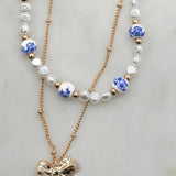 Ceramic Pearl Bow Layer Necklace - Pages & Parcels
