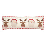 Long canvas holiday pillow with felt appliques and gingham trim