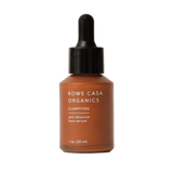 Rowe Casa Organics clarifying anti-blemish face serum bottle on a white background