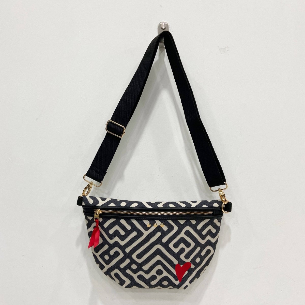 Leopard print canvas bum bag with an adjustable strap