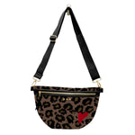 Leopard print canvas bum bag with an adjustable strap
