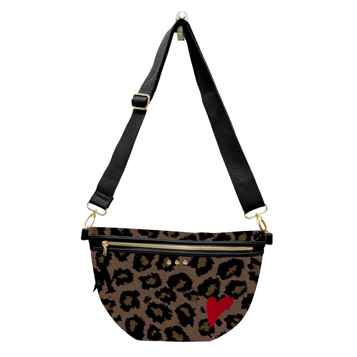 Leopard print canvas bum bag with an adjustable strap