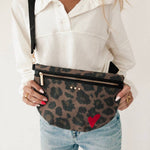 Leopard print canvas bum bag with an adjustable strap