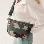 Leopard print canvas bum bag with an adjustable strap