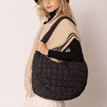 Cora Large Quilted Puffer Tote Bag: Olive - Pages & Parcels