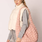 Cora Large Quilted Puffer Tote Bag: Olive - Pages & Parcels