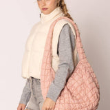 Cora Large Quilted Puffer Tote Bag: Olive - Pages & Parcels