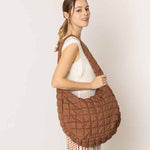 Cora Large Quilted Puffer Tote Bag: Olive - Pages & Parcels