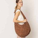 Cora Large Quilted Puffer Tote Bag: Olive - Pages & Parcels