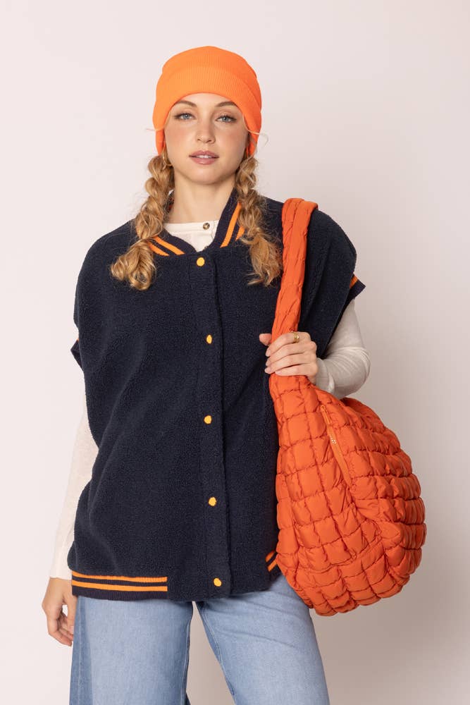 Cora Large Quilted Puffer Tote Bag: Olive - Pages & Parcels