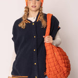 Cora Large Quilted Puffer Tote Bag: Olive - Pages & Parcels