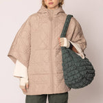 Cora Large Quilted Puffer Tote Bag: Olive - Pages & Parcels