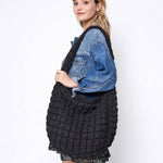 Cora Large Quilted Puffer Tote Bag: Olive - Pages & Parcels